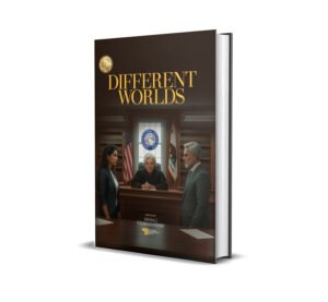 Book cover of Different Worlds by V. S. Mahadevan and Meera J, an emotional courtroom drama about marriage, relationships, aging, intimacy, and forgiveness.